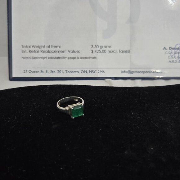 Chrysoprase stone and silver ring - Picture 2 of 14